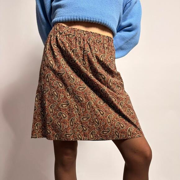 Vintage 70s Homemade Paisley Mini Skirt - Small - Picture 2 of 4